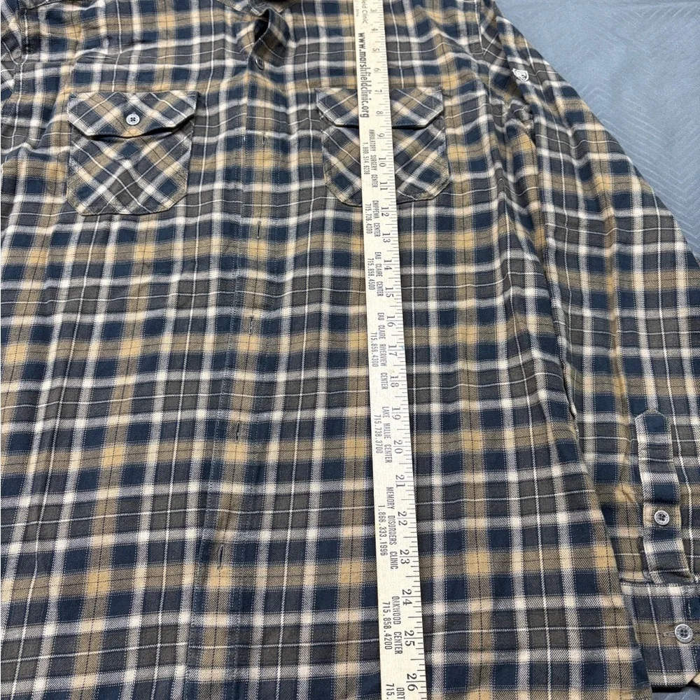Kuhl Men's Casual Cotton Plaid Button Down Shirt Flannel - Black & Tan Size L